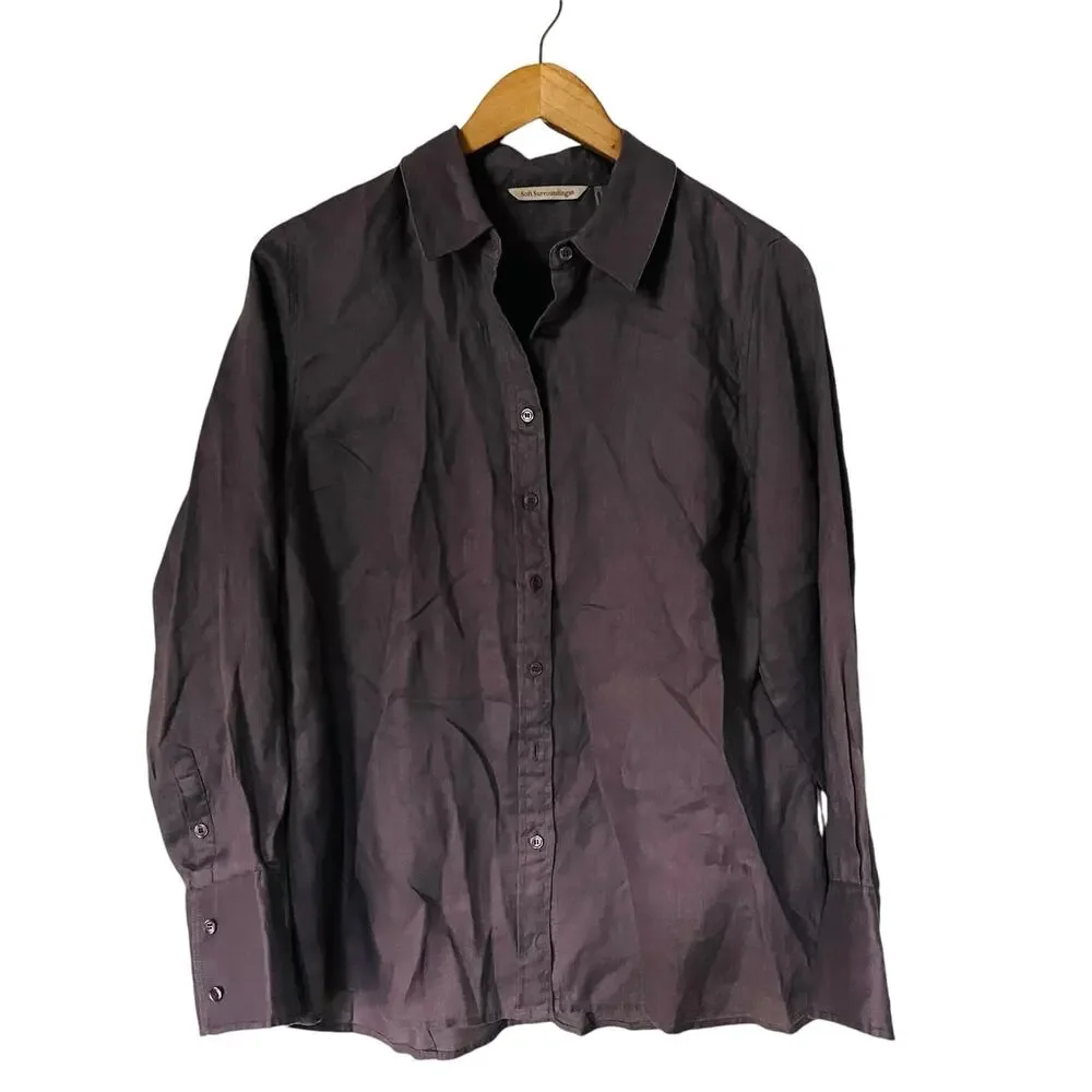 Soft Surroundings Linen Button Up Long Sleeve Top Size S Small - Picture 6 of 6